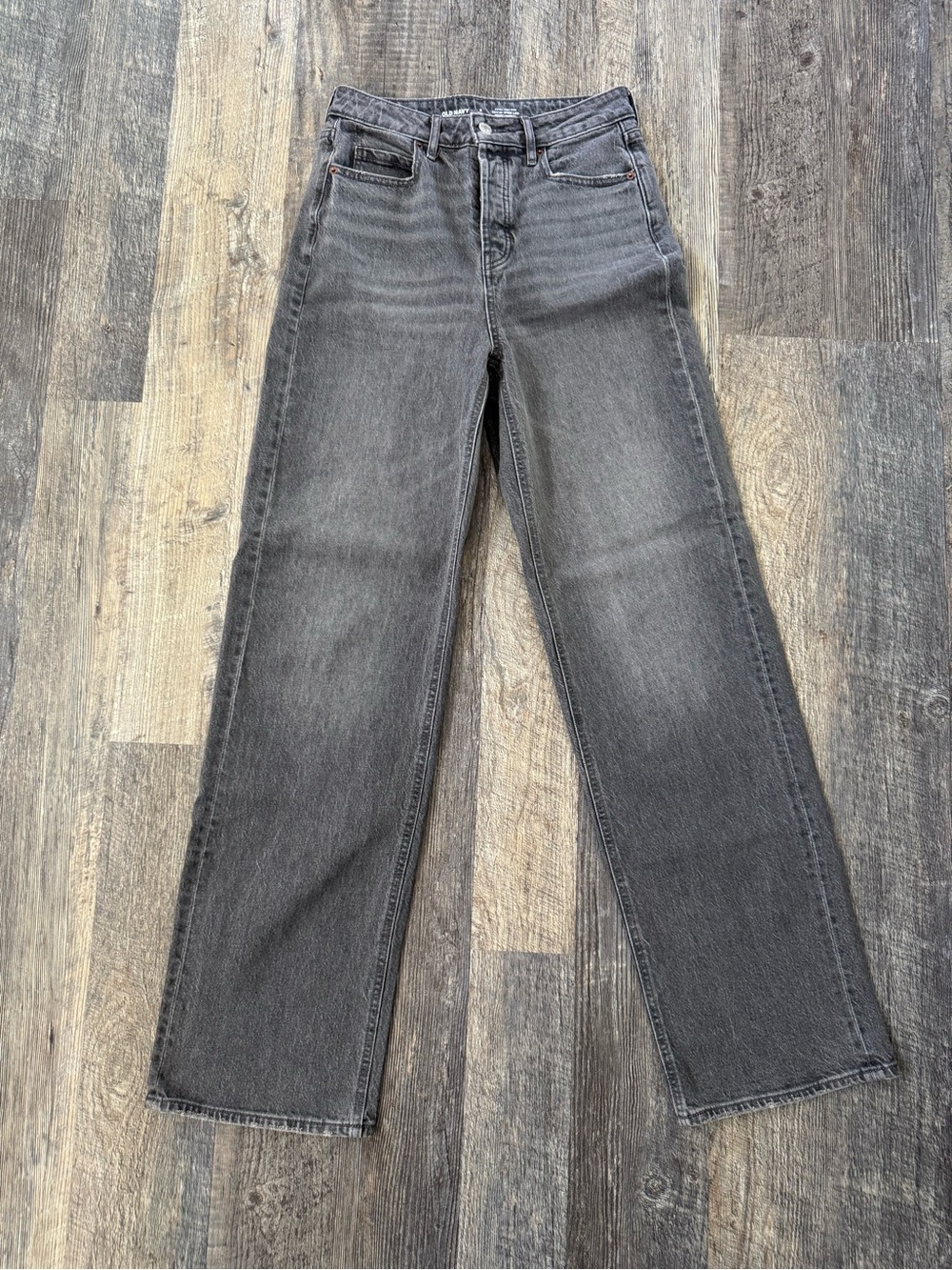 Old Navy Women’s Extra High Rise Wide Leg Black/Gray Washed Jeans - Sz 2 Tall